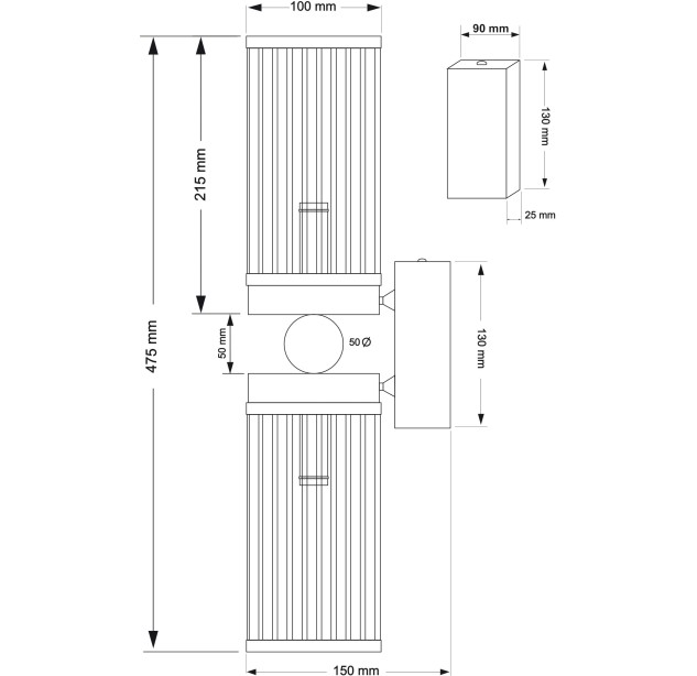 Sieninis šviestuvas LAURIA 2x40W E14 LAU-K-2(BN)