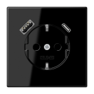 Kištukinis lizdas be rėmelio su USB LS1520-15CASW juodas Kištukinis lizdas be rėmelio su USB LS1520-15CASW juodas