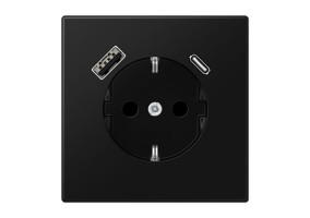 Kištukinis lizdas be rėmelio su USB LS1520-15CASWM juodas mat.