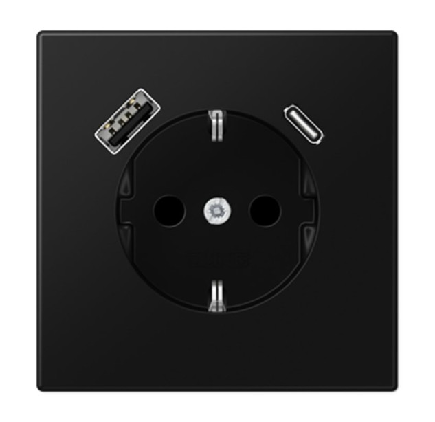 Kištukinis lizdas be rėmelio su USB LS1520-15CASWM juodas mat. Kištukinis lizdas be rėmelio su USB LS1520-15CASWM juodas mat.
