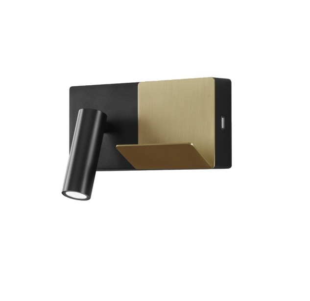 Sieninis šviestuvas E-LAMP MINI BLACK/GOLD dimeriuojamas