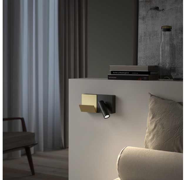 Sieninis šviestuvas E-LAMP MINI BLACK/GOLD dimeriuojamas