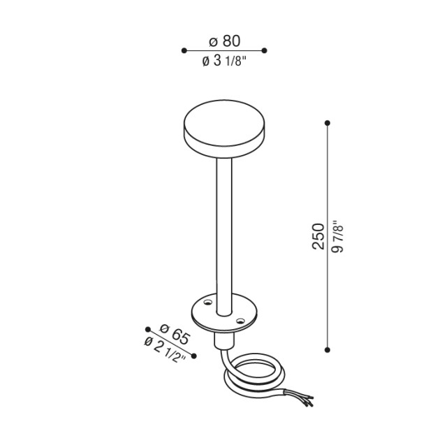Pastatomas lauko šviestuvas PIK 80 H250 4.5W 3000K IP65 Grey Pastatomas lauko šviestuvas PIK 80 H250 4.5W 3000K IP65 Grey