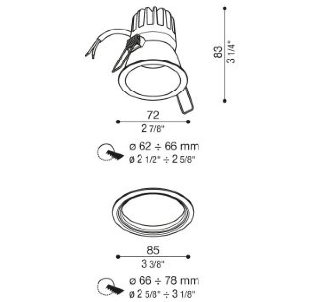 Įleidžiamas šviestuvas POP 60T WHITE 7W IP65 