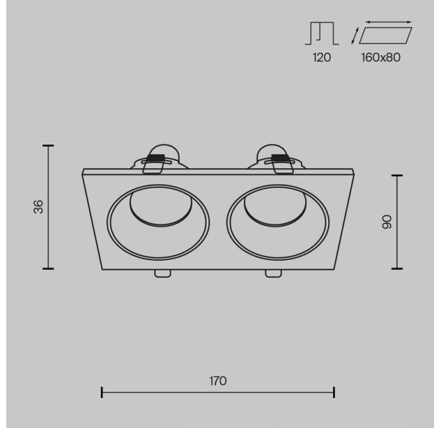 Įleidžiamas šviestuvas ZOOM DL033-2-02B Įleidžiamas šviestuvas ZOOM DL033-2-02B