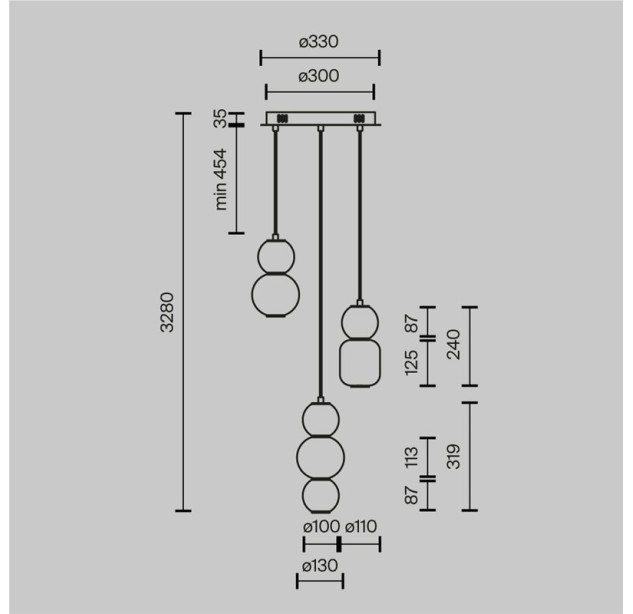 Pakabinamas šviestuvas DROP 3000K 33W MOD273PL-L33CH3K