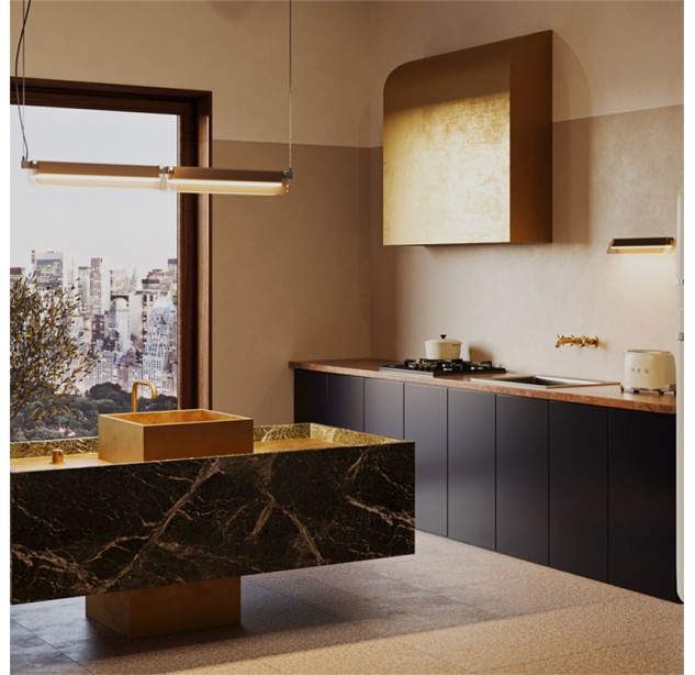 Sieninis šviestuvas Flat 3000K 10W black/brass/grey Sieninis šviestuvas Flat 3000K 10W black/brass/grey