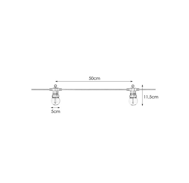 LED lempučių girlianda 3000K 10x0.24W 107292 LED lempučių girlianda 3000K 10x0.24W 107292