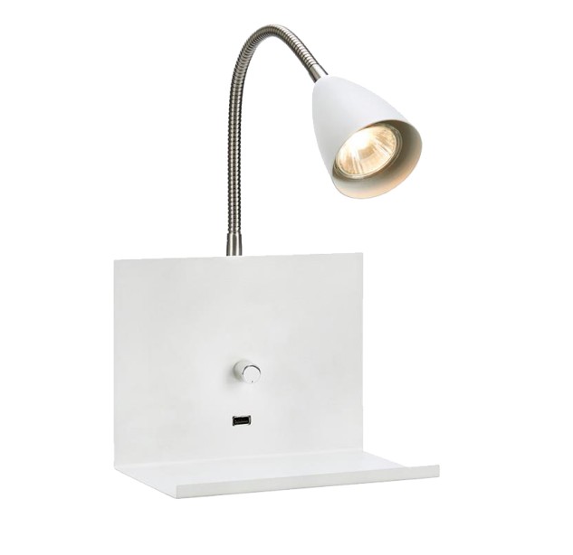 Sieninis šviestuvas LOGI USB White Sieninis šviestuvas LOGI USB White