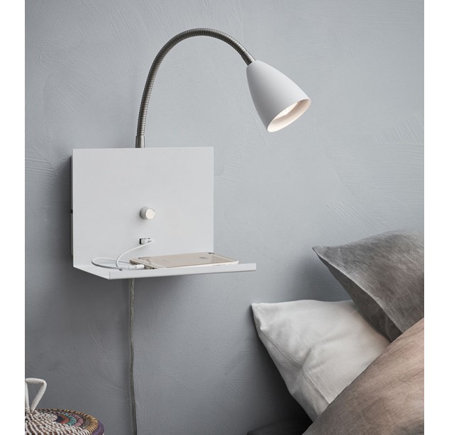 Sieninis šviestuvas LOGI USB White Sieninis šviestuvas LOGI USB White