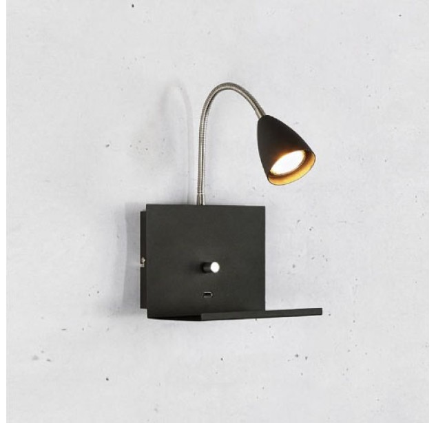 Sieninis šviestuvas LOGI USB Black Sieninis šviestuvas LOGI USB Black