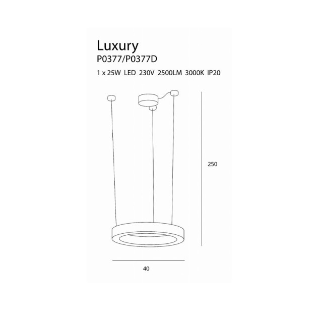 Pakabinamas šviestuvas LUXURY 3000K 25W P0377D dimeriuojamas Pakabinamas šviestuvas LUXURY 3000K 25W P0377D dimeriuojamas