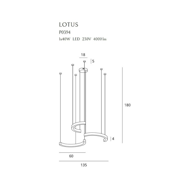 Pakabinamas šviestuvas LOTUS 3000K 40W P0394D dimeriuojamas Pakabinamas šviestuvas LOTUS 3000K 40W P0394D dimeriuojamas