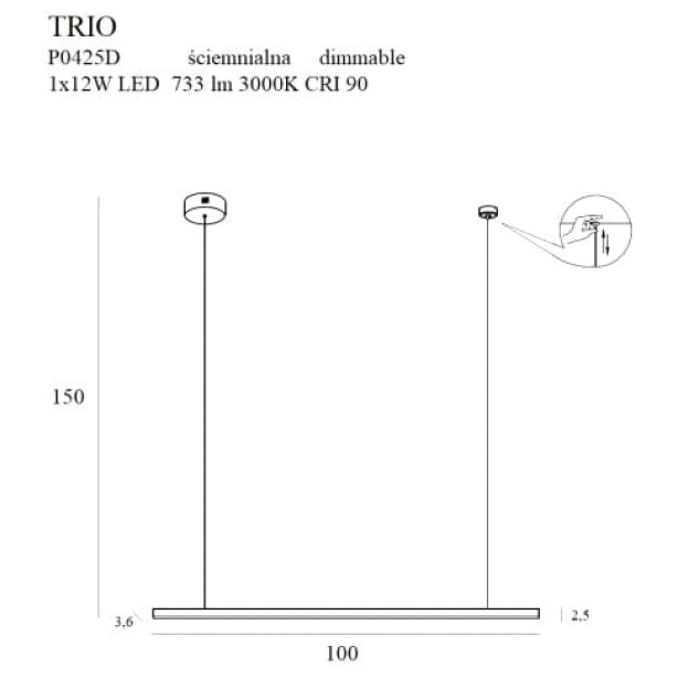 Pakabinamas šviestuvas TRIO GOLD Dimmable Pakabinamas šviestuvas TRIO GOLD Dimmable