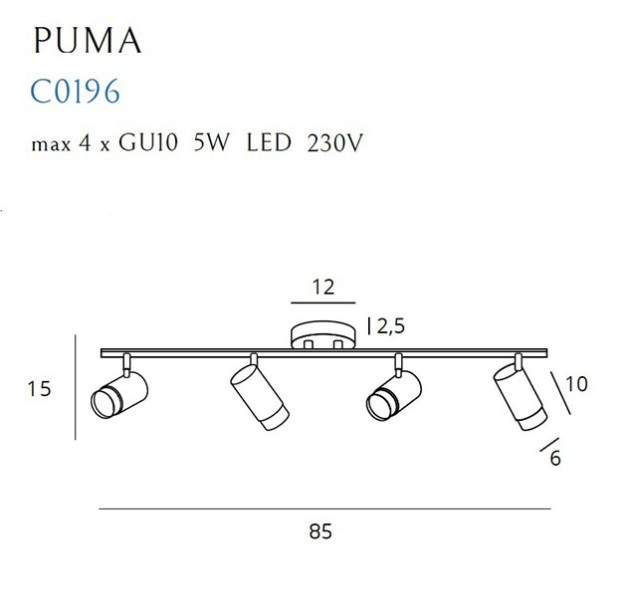 Lubinis šviestuvas PUMA C0196 Lubinis šviestuvas PUMA C0196