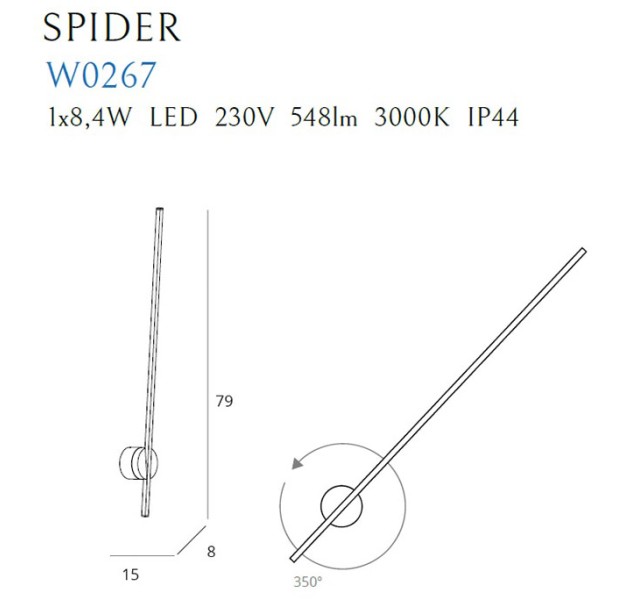 Sieninis šviestuvas SPIDER black IP44 Sieninis šviestuvas SPIDER black IP44