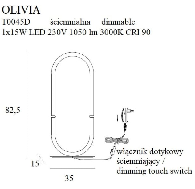 Stalinis šviestuvas OLIVIA T0045D Stalinis šviestuvas OLIVIA T0045D