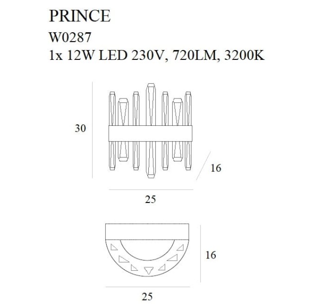 Sieninis šviestuvas PRINCE W0287