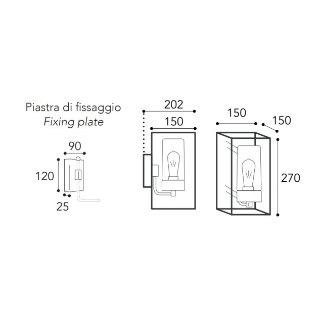 Sieninis lauko šviestuvas CUBIC3 3365.O