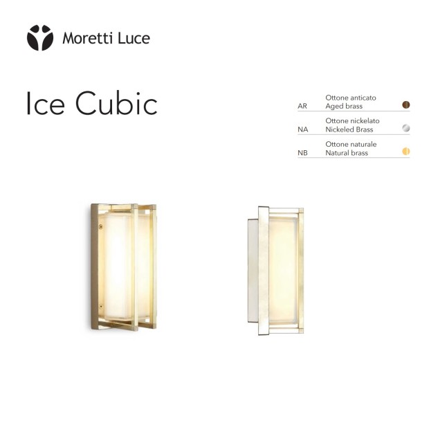Sieninis / lubinis šviestuvas ICE CUBIC NATURAL BRASS 3413