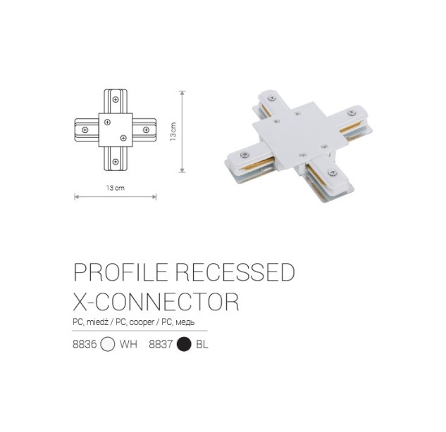 Įleidžiamo bėgelio jungtis PROFILE RECESSED X-CONNECTOR WHITE Įleidžiamo bėgelio jungtis PROFILE RECESSED X-CONNECTOR WHITE