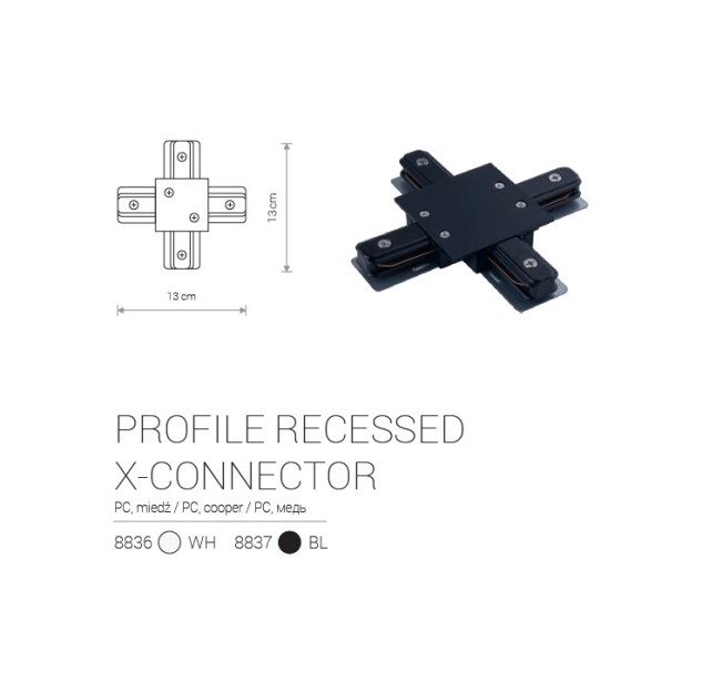 Įleidžiamo bėgelio jungtis PROFILE RECESSED X-CONNECTOR BLACK Įleidžiamo bėgelio jungtis PROFILE RECESSED X-CONNECTOR BLACK