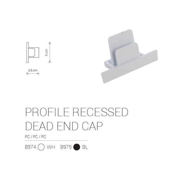 Įleidžiamo bėgelio užbaigimas PROFILE RECESSED DEAD END CAP WHITE Įleidžiamo bėgelio užbaigimas PROFILE RECESSED DEAD END CAP WHITE