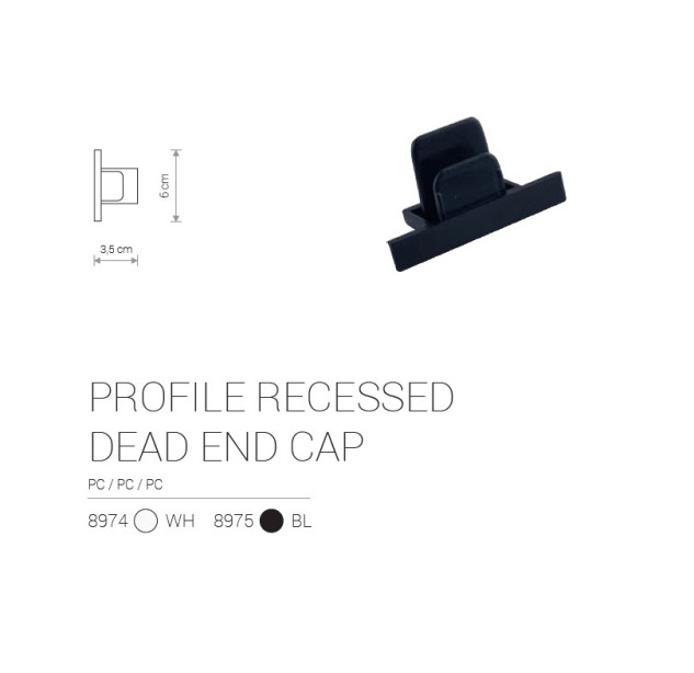 Įleidžiamo bėgelio užbaigimas PROFILE RECESSED DEAD END CAP BLACK Įleidžiamo bėgelio užbaigimas PROFILE RECESSED DEAD END CAP BLACK