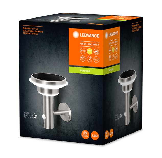 Sieninis šviestuvas su saulės baterija ENDURA 3000K 6W 4058075392687 dimeriuojamas Sieninis šviestuvas su saulės baterija ENDURA 3000K 6W 4058075392687 dimeriuojamas