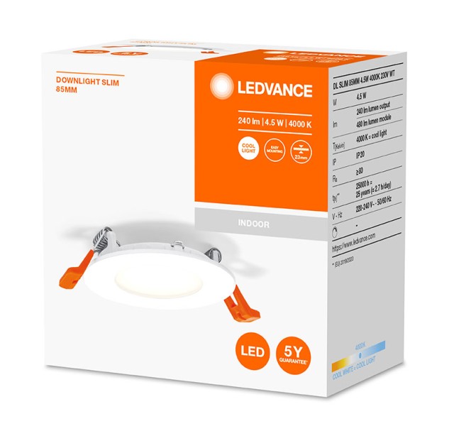 Įleidžiamas šviestuvas DL SLIM 4.5W 4000K 4058075573116 Įleidžiamas šviestuvas DL SLIM 4.5W 4000K 4058075573116