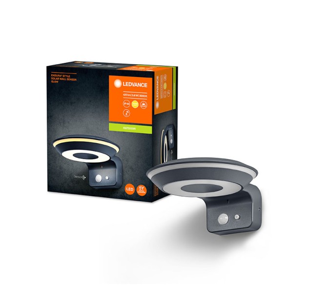 Sieninis šviestuvas su saulės baterija ENDURA 3000K 3.6W 4058075763210 Sieninis šviestuvas su saulės baterija ENDURA 3000K 3.6W 4058075763210