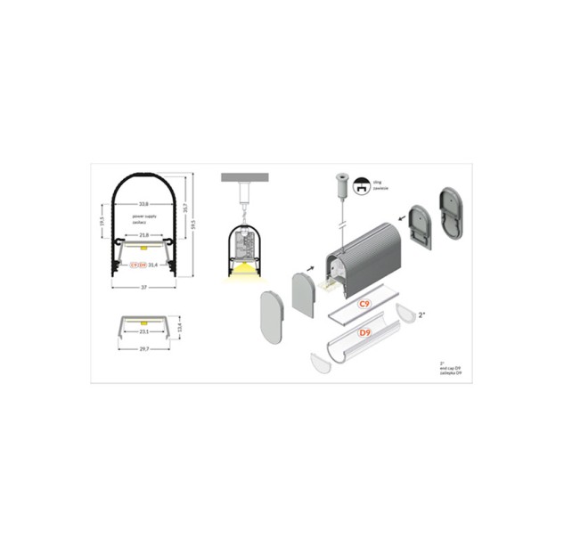 Pakabinamas LED profilis NAMI23 2M K1000200