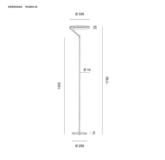 Pastatomas šviestuvas MERIDIANA 3000K-4000K 27W PLS004.50.NE D WN dimeriuojamas