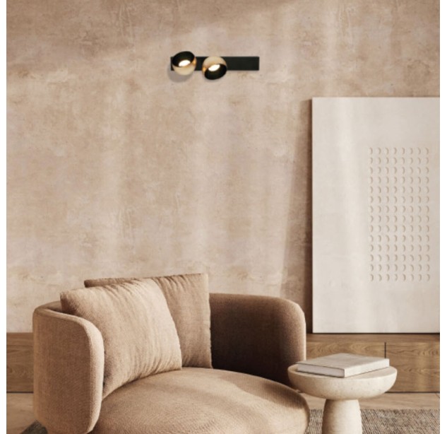 LED Light 21W 3000K 25342 Black-Champagne Gold Wall Light, Dimmable
