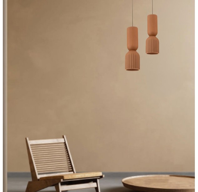 Pakabinamas šviestuvas E27 MAX 11W Sandy black metal - Terracotta clay 2596 