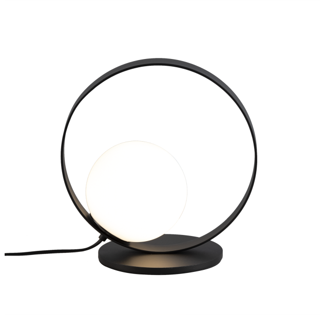 Halo stalo lempa, tekstūruota juoda/opalo spalvos, LED 5 W, 370 lm, CRI 90, CL.II, 2700–3000 K, slankusis jungiklis