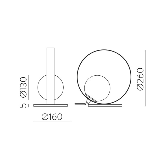 Halo stalo lempa Tech. Auksinė/Opalo, LED 5 W 370 lm, CRI 90 CL.II, Kelvinas 2700 K–3000 K, slankusis jungiklis
