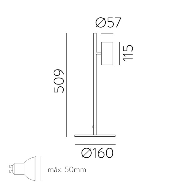 Gina stalo lempa 3874, tekstūruota juoda, LED GU10 8 W, CL.II, reguliuojama