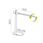Laysan stalo lempa 8152 antracito spalvos, LED 10 W, 6500 K, 650 lm, CRI 90, CL.II, integruota LED, su jungikliu, reguliuojamas Kelvino laipsnis, reguliuojamas šviesos stiprumas, su USB