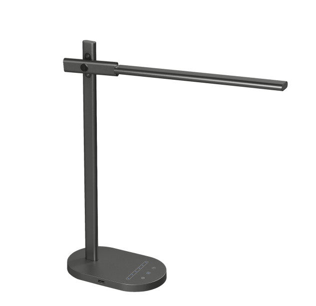 Laysan stalo lempa 8152 antracito spalvos, LED 10 W, 6500 K, 650 lm, CRI 90, CL.II, integruota LED, su jungikliu, reguliuojamas Kelvino laipsnis, reguliuojamas šviesos stiprumas, su USB