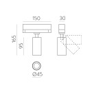 Pipe Track šviestuvas 3986/4 %D845x95mm Tekstūruotas baltas, LED COB 8W 2700K 598lm, CRI90 CL.II, integruotas LED, ON-DEMAND **