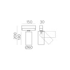 Pipe Track šviestuvas 3986/6 %D860x130mm tekstūruotas juodas, LED COB 12W 3000K 1430lm, CRI90 CL.II, integruotas LED