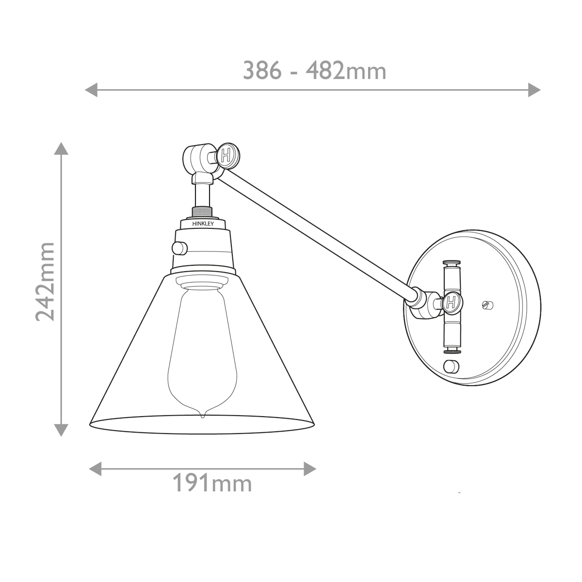 Sieninis šviestuvas Hinkley Arti 60W E27 HK-ARTI-1W-HB-CG