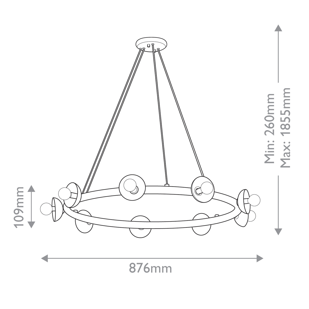 Sietynas Palta 9x40W E14 KL-PALTA9-BK