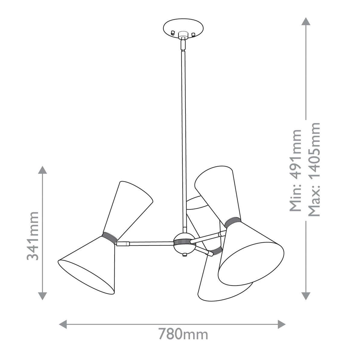 Sietynas Phix 6x40W E27 KL-PHIX-3-CBB