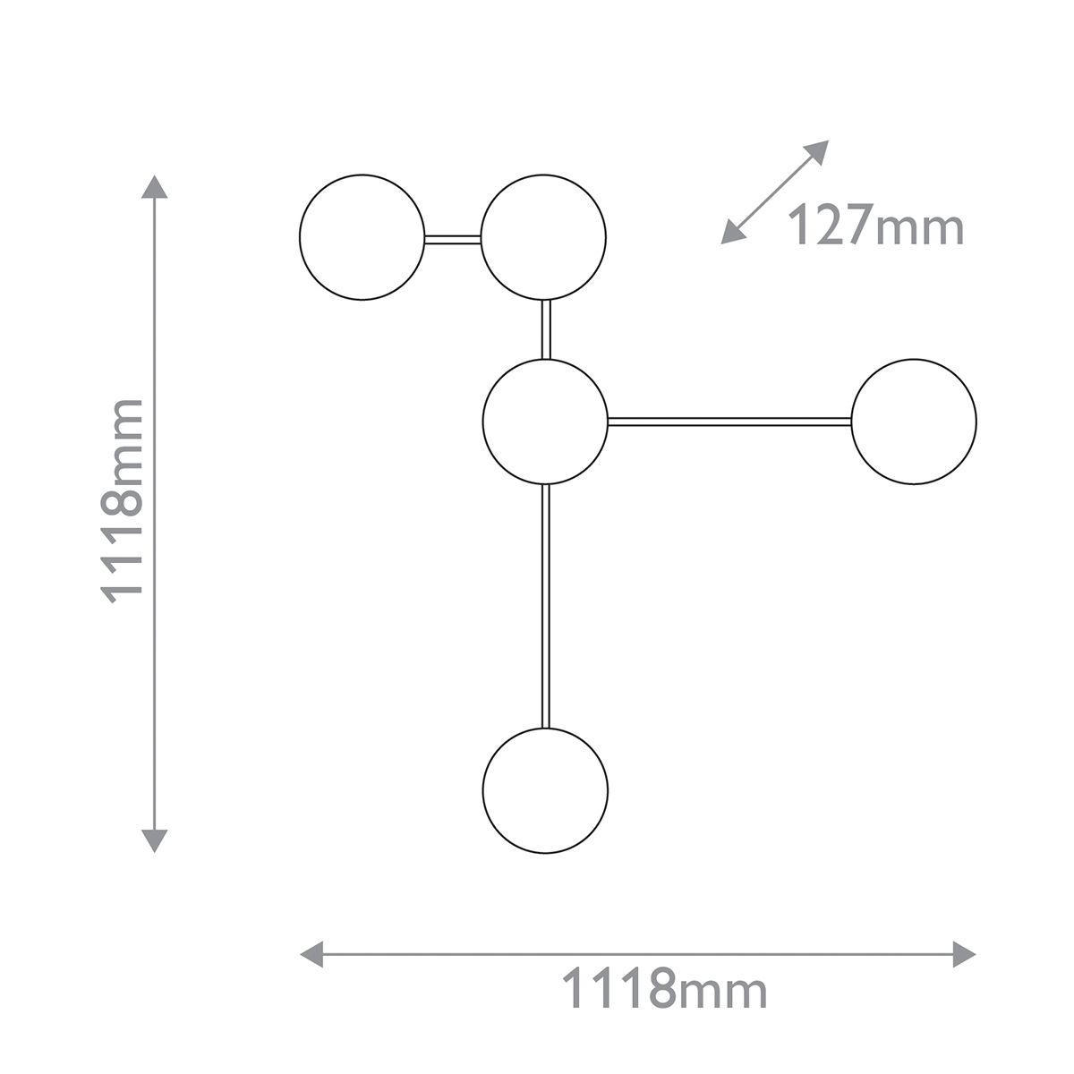 Sieninis šviestuvas Glaze G9 5x25W QNA-GLAZE-5WB-BIC