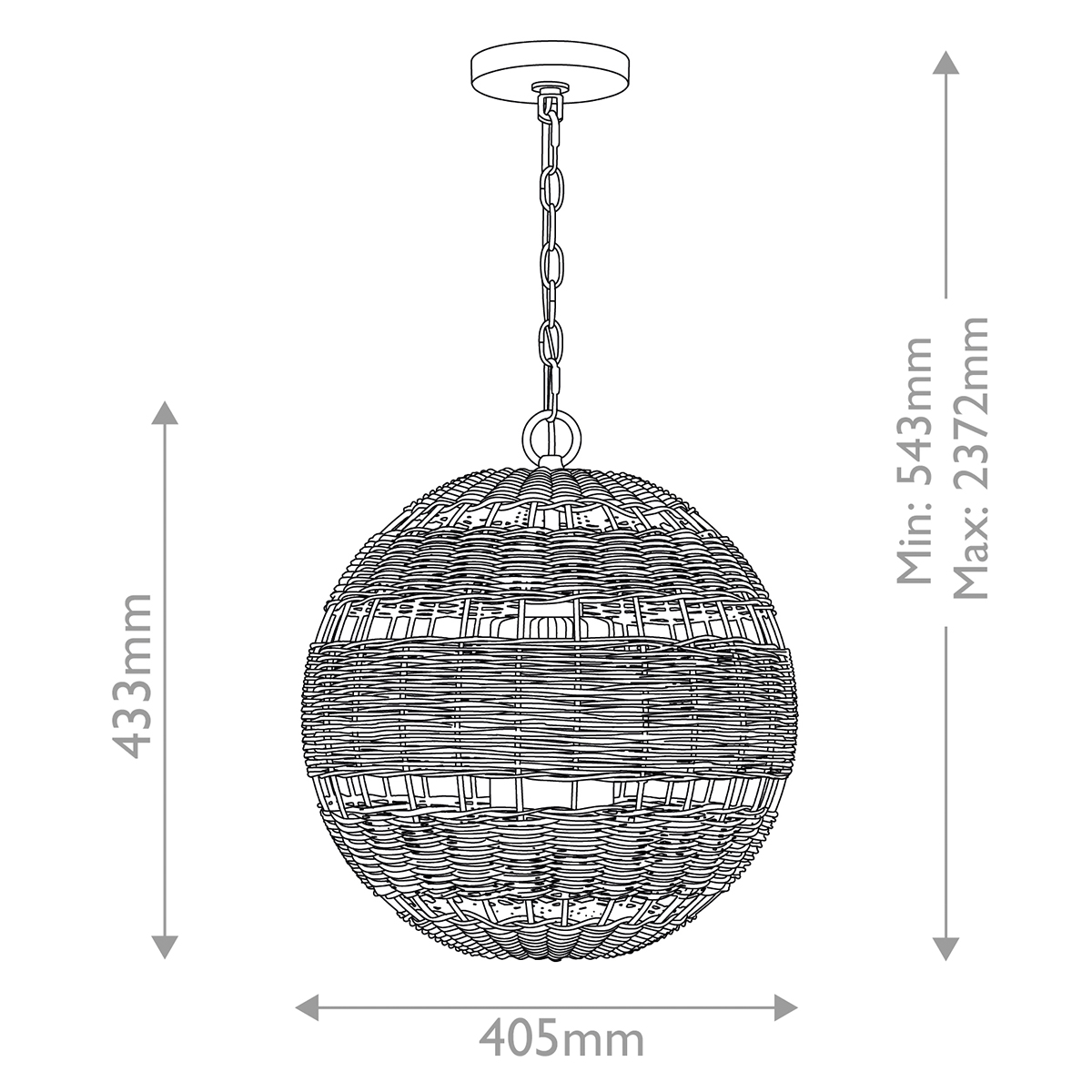 Lauko pakabinamas šviestuvas Lindendale 60W E27 IP44 QZ-LINDENDALE-P-WT