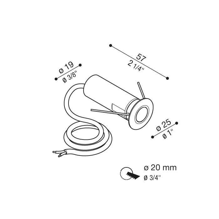 Įleidžiamas lauko grindinis LED šviestuvas CNC 25 2.0 T 2W 3000K 24V IP67 LT158000D3
