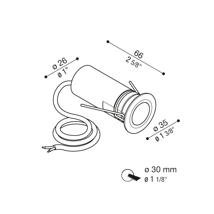 Įleidžiamas lauko LED šviestuvas CNC 35 2.0 T 2W 3000K 24V IP67 LT158100M3