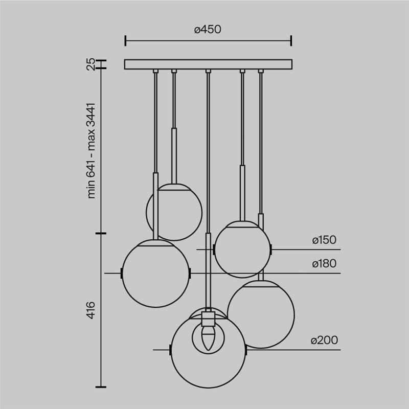 Pakabinamas šviestuvas BASIC FORM MOD521PL-05G
